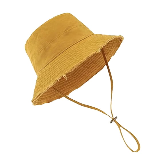 Stylish Sun Protective Bucket Hat Foldable Beach Fisherman Hat With Adjustable Strap Women Travel Head Accessory