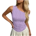 thumbnail image 6 of off Shoulder Tops for Women Cute Sleeveless Polka Dot Shirts Ruched Going Out Tank Top Clothes Purple, 6 of 6