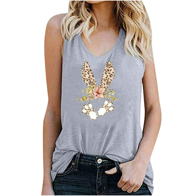 Pompotops Women's Pullover Sleeveless Printing Solid Color Vest Tops