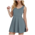 thumbnail image 1 of Vestido de tenis para mujer con pantalones cortos incorporados: color liso, diseño con bolsillos, lavable a máquina, para la playa, el deporte y las vacaciones, tallas estadounidenses 4-12 (S-XXL), 1 of 8