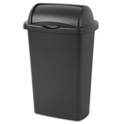 Sterilite 13 Gal. Roll Top Wastebasket Plastic, Black