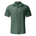 thumbnail image 3 of Mens T Shirts Golf Hawaii Solid Short Sleeve Double Pocket Turn Down Button Mens Casual Shirts, 3 of 4
