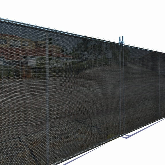 6 ft. x 15 ft. Black Privacy Fence Screen HDPE Fabric with Knitted Eyelets for Chain Link Garden Fence