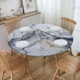 thumbnail image 5 of Grey White Gold Marble Round Tablecloth with Elastic Edge Table Cover Waterproof Reusable Table Cloth for Holiday Kitchen Party Patio,M(45"-52"), 5 of 6