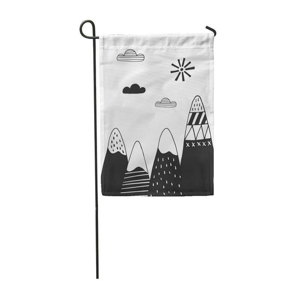 JSDART Cute Nursery Mountains in Scandinavian Monochrome Kids Baby Garden Flag Decorative Flag House Banner 28x40 inch