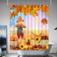 thumbnail image 2 of Fall Shower Curtain Autumn Pumpkin Harvest Scarecrow Maple Leaves Thanksgiving Country Hay Farmhouse Fabric Bathroom Curtains Bathtub Decoration 72x72 Inch, 2 of 4