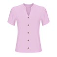 thumbnail image 4 of Pink Womens Tops Women's Petal Sleeve Cotton Linen Casual Summer Shirt Shirts for Women, 4 of 6