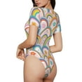 thumbnail image 3 of Naloa Rainbow Flowers Women's Short-Sleeved Onesie, One-Piece Swimsuit for Parties, dates, clubs - Medium, 3 of 9