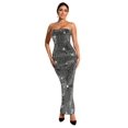 thumbnail image 1 of Vestido largo Figdaw sin tirantes con strass y lentejuelas, negro 2025, 1 of 8