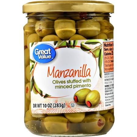 Generic Great Value Minced Pimiento Stuffed Manzanilla Olives, 10 Oz