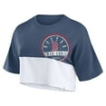thumbnail image 2 of Women's Fanatics Navy/White Boston Red Sox Color Split Boxy Cropped T-Shirt, 2 of 3