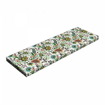 

Floral Bench Pad Hand Drawn Composition with Fresh Colorful Foliage Leaves Spring Season Illustration HR Foam Cushion with Decorative Fabric Cover 45 x 15 x 2 Multicolor by Ambesonne