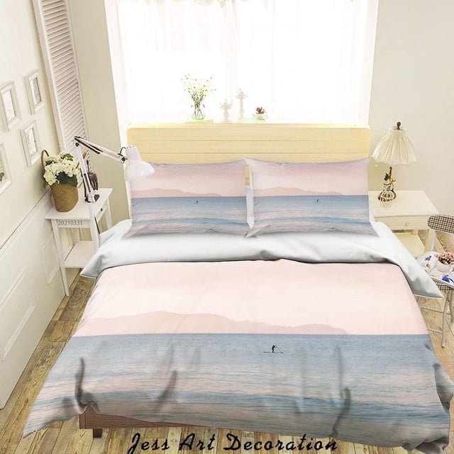 3D Montaña Mar Paisaje Funda nórdica Set Ropa de cama Set Funda nórdica Fundas de almohada