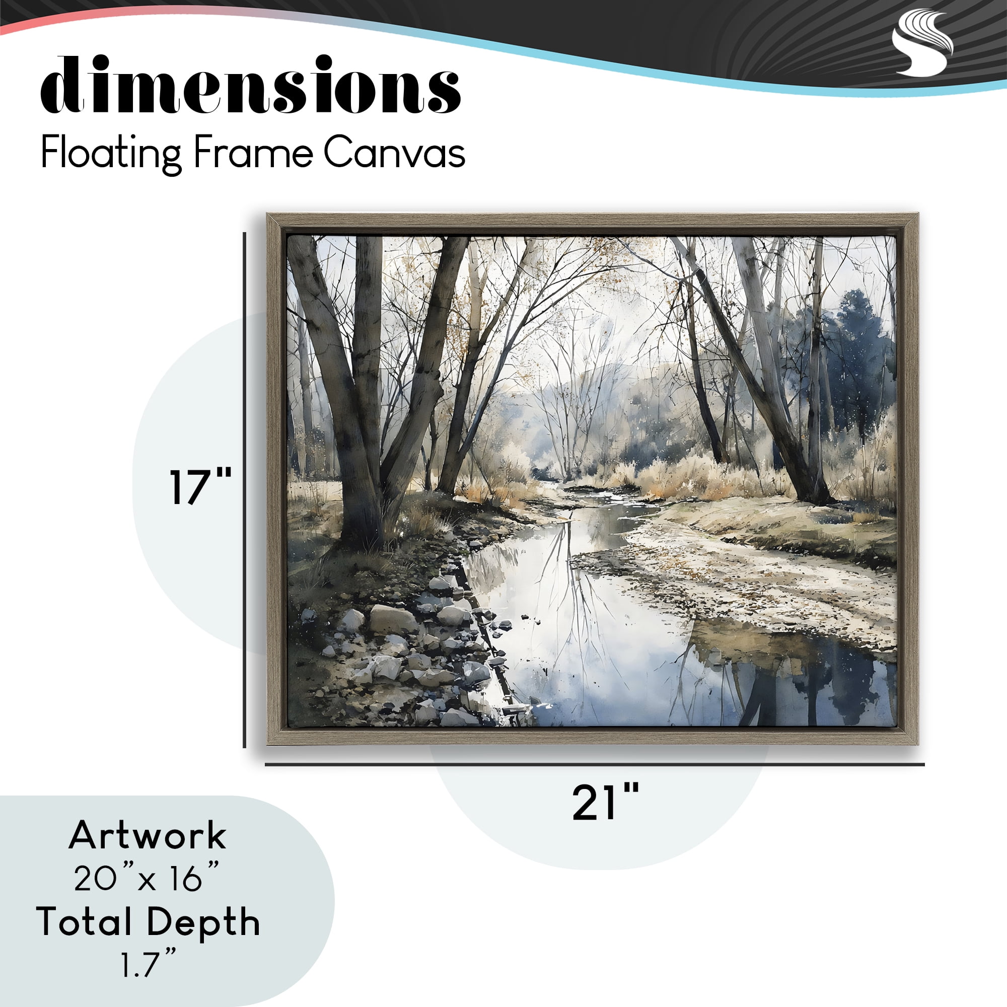 Stupell Industries Serene Reflections at Autumn Creek Brown Framed Floater Canvas Wall Art, design by Franklyn Gregory