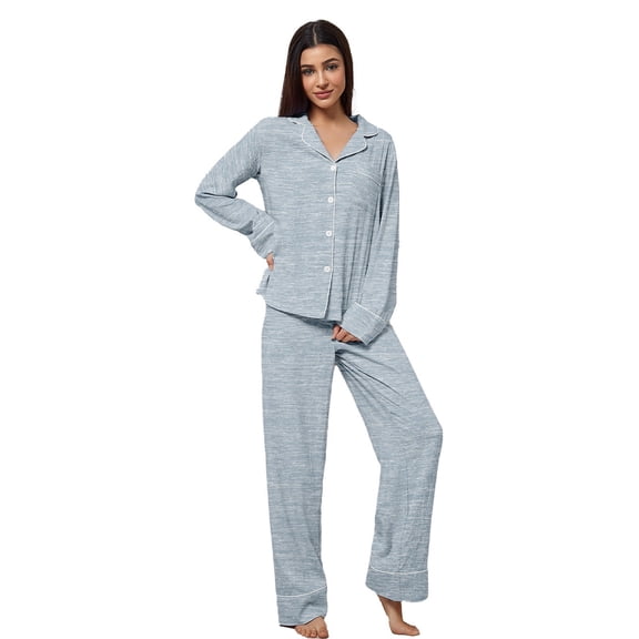 DHFJKG Pajamas For Women Set Long Sleeve Sleepwear Pants Set 2 Piece Loungewear Comfortable Button Down Lapel Shirt Comfy Nightwear