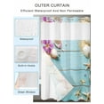 thumbnail image 2 of No Hook Cloth Fabric Shower Curtain with Snap in Liner, Ocean Coastal Waterproof Shower Curtains Set with See Through Top Window, Blue Wooden Grain Starfish Seashells Floral Bath Curtains 36"x72", 2 of 6