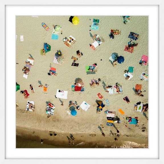 "Beach Towels" Framed Painting Art Print, 12.0" x 1.5"