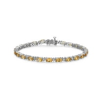 Forever Facets Sterling Silver Genuine Citrine and Diamond Accent Tennis Bracelet, Adult Female
