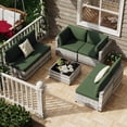 thumbnail image 5 of KIGOTY 7 Piece Outdoor Patio Furniture, Wicker Rattan Outdoor Conversation Set Sectional Sofas for Backyard, Garden,Grayish-White Dark Green, 5 of 9