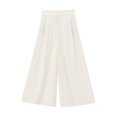 thumbnail image 2 of HH TRAF Pantalones elegantes de verano para mujer, con cremallera lisa, informales, con bolsillos y botones, pantalones de pierna ancha plisados elegantes para mujer, 2 of 4