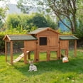thumbnail image 2 of Kinbor 74in Wooden Chicken Coop Hen House Rabbits Hutch with 2 Ramps and Removable Tray, 2 of 7