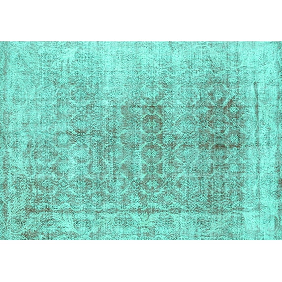 Ahgly Company Machine Washable Indoor Rectangle Persian Turquoise Blue Traditional Area Rugs, 7' x 10'