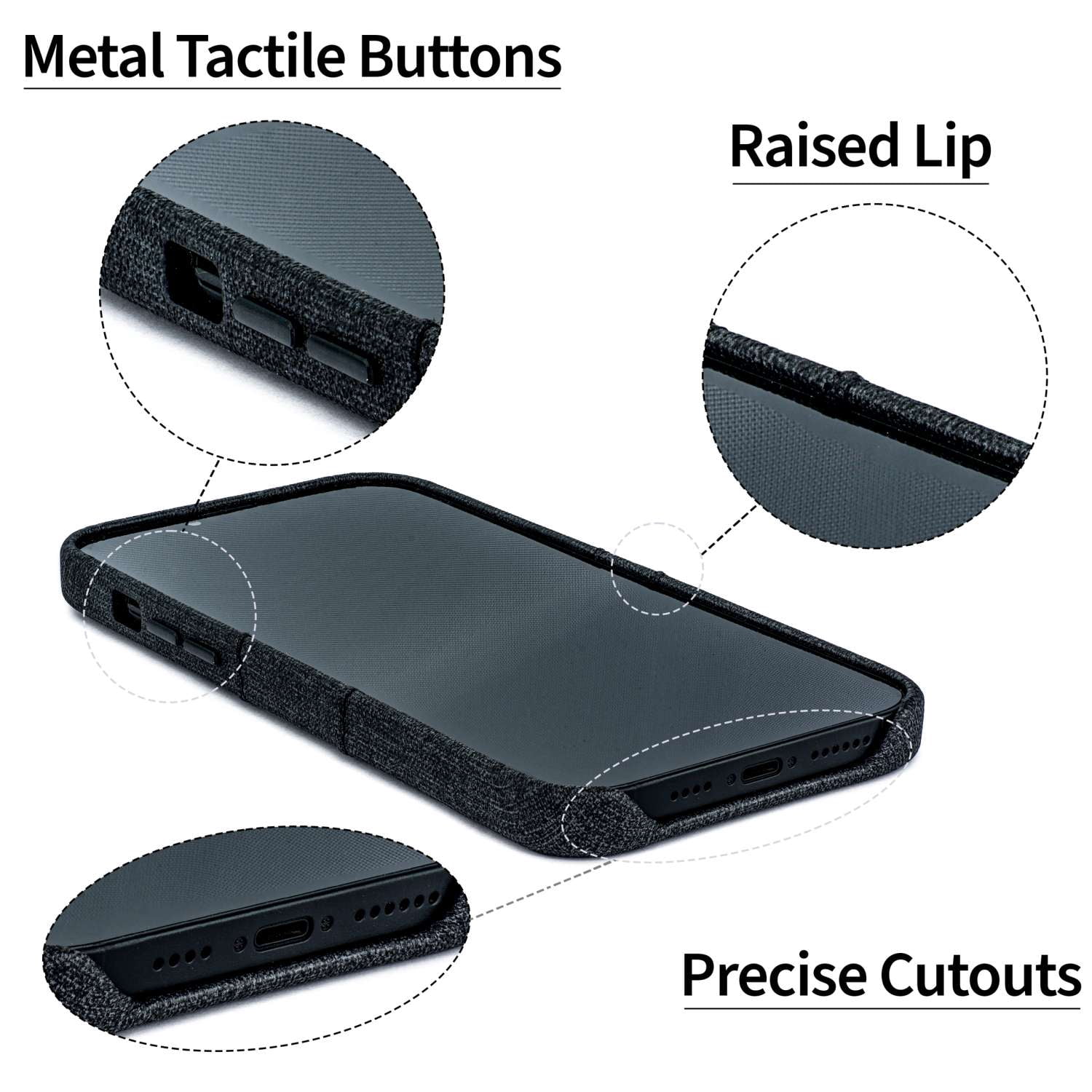 Dockem Card Case for iPhone 14 with Built-in Metal Plate for Magnetic Mounting & 2 Pockets: Luxe M2 (Black)
