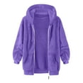 thumbnail image 4 of Abcomgle Fleece Jacket for Girls 7-8 Full Zip Sherpa Coat for Girls Warm Hooded Teddy Sweatshirt for Girls Winter Fleece Fuzzy Sweater for Girls with Pockets,15-16Y,Purple, 4 of 6