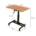 thumbnail image 6 of Stand Up Desk Store Crank Adjustable Height Single Column Rolling Mobile Standing Desk (Black Frame/Teak Top, 40" Wide), 6 of 8