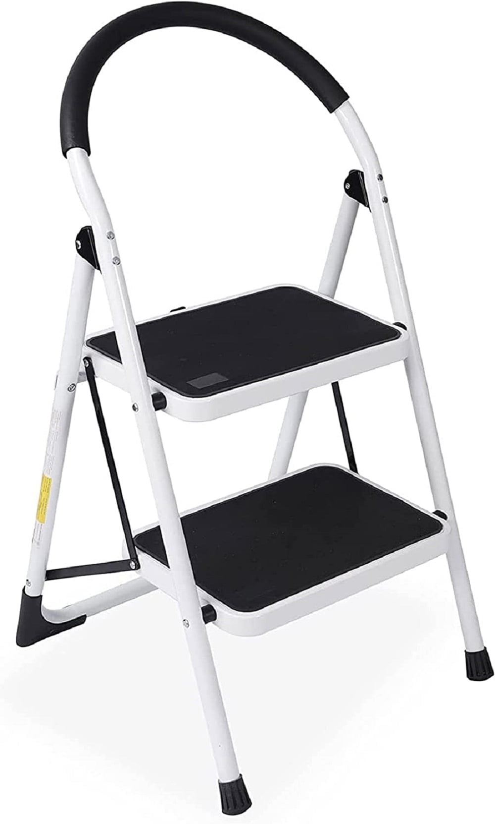 Jocauto 2-Step Ladder, Folding Step Stool For Adults, 500lbs Load, Anti-Slip, Portable, Steel, Black