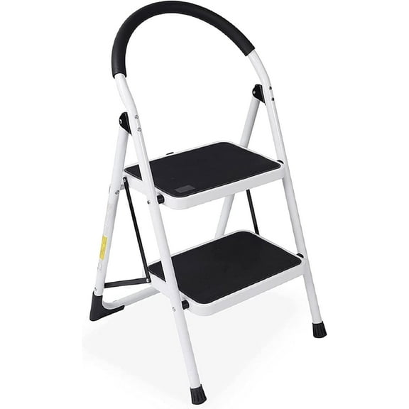 WAYPLUS 2 Step Steel Ladder, Folding Portable Step Stool w/ Non-Slip Feet, Rubber Pads, 330lb Capacity