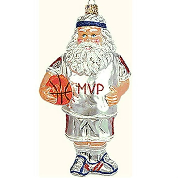 Pinnacle Peak Trading Basketball Santa Claus Glass Christmas Ornament