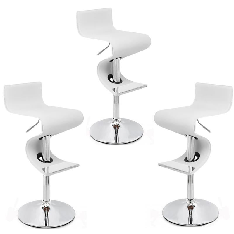 Home Square 3 Piece Faux Leather Height, White Wooden Bar Stools Set Of 3