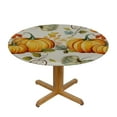 thumbnail image 3 of WYYP  Pumpkin Elastic Round Tablecloth, Maple Leaf Seasonal Autumn Thanksgiving Fitted Tablecloths for Round Table Oil-Proof Waterproof Table Cloth White, 3 of 7
