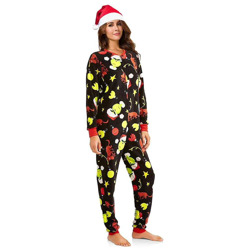 MJC - Grinch, Elf, Frosty, Rudolph Women's Unionsuit Pajama with Silky ...