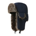 thumbnail image 2 of Unisex Men Women Russian Hat Trapper Bomber Warm Ear Flaps Winter Ski Hat Cap Headwear,Navy, 2 of 3