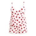 thumbnail image 4 of MEZZALL Women Pajama Sets Heart Printed V-Neck Bow Lace Camisole Shorts Sleepwear 2 Piece Relaxed Fit Homewear, 4 of 4