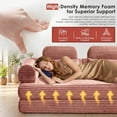 thumbnail image 4 of AISWORD Convertible Sleeper Sofa Bed, 78.5" Corduroy Foldable Loveseat, Boneless Floor Couch Bed for Living Room, Memory Foam Compression Sofa, Pink, 4 of 8