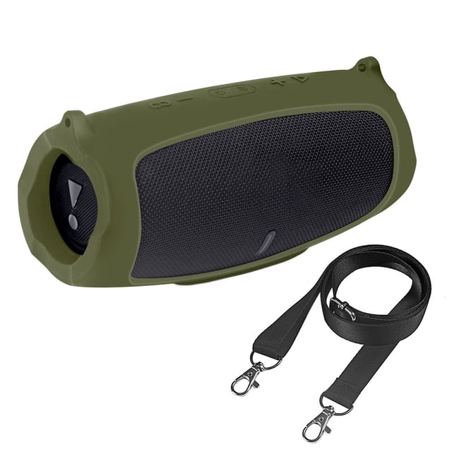 Étui en Silicone Charge 5 Portable Sans Fil Bluetooth-compatible Sac de Transport Housse Accessoire pour Haut-Parleur avec Sangle pour Vert Armée