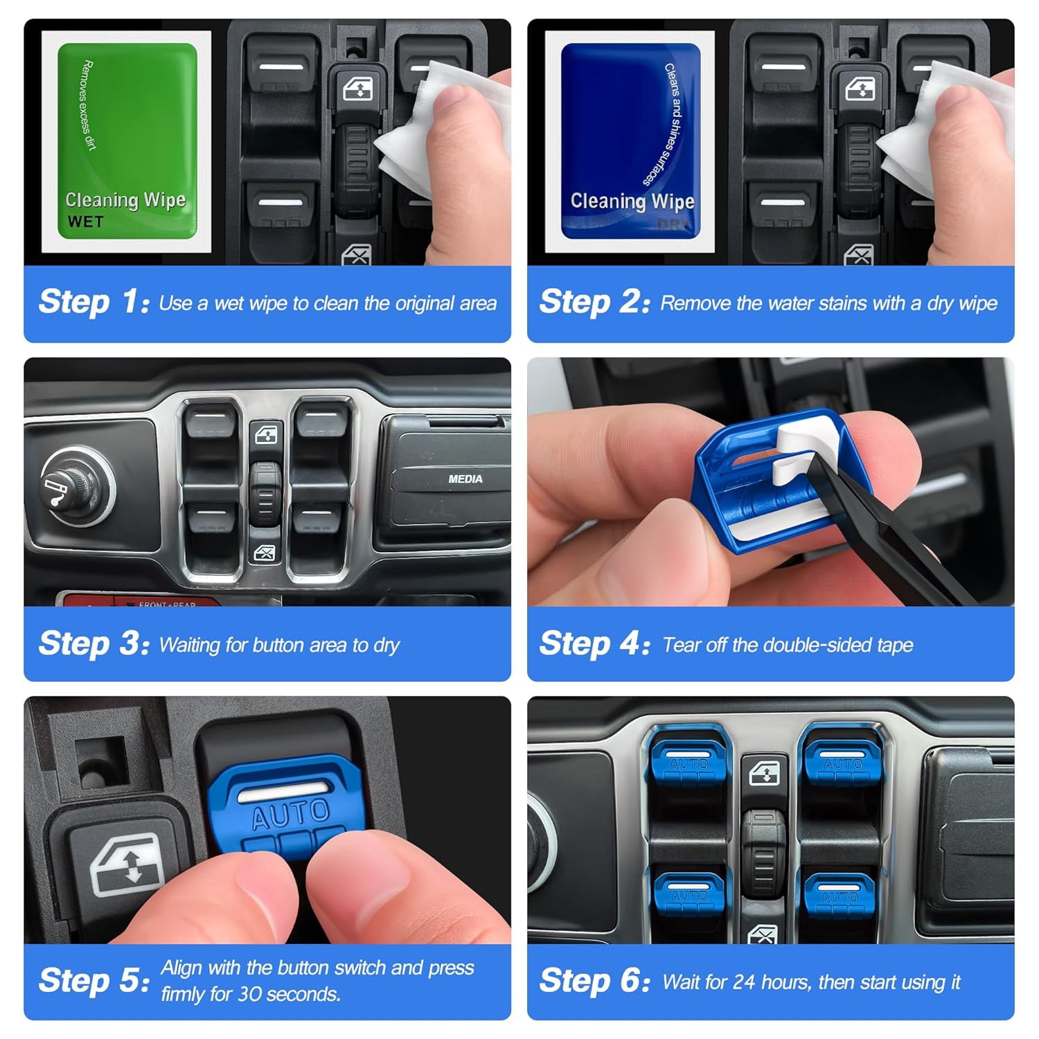 4PCS Premium Aluminum Window Decorative Switch Ring Trims Button Cover Set for Jeep Wrangler JL JLU 2018-2025 2026 & Gladiator JT 2020-2026 Accessories - Metal Finish, Interior Upgrade (Red)
