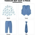 thumbnail image 4 of SANMIO Toddler Boy Suit Baby Boy Church Clothes Formal Dress Baptism Outfit Sets Shirt+Tie+Vest+Pants Kids Tuxedo 1-5T Boys Wedding Clothes, 4 of 7