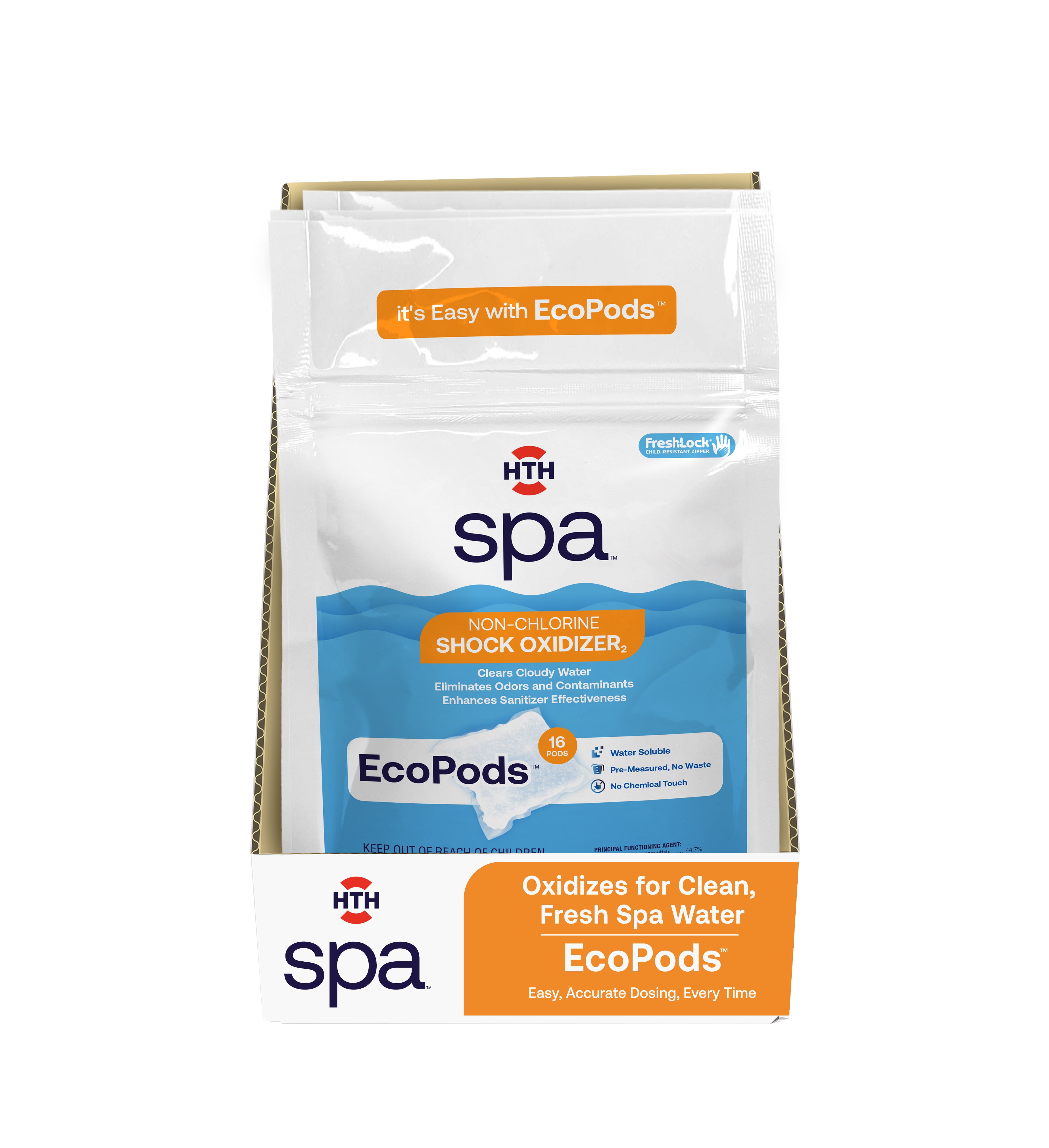 HTH Spa Care EcoPod Non-Chlorine Oxidizer - Effervescent Water Treatment Pods, 2 lb
