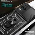 thumbnail image 3 of Sturdy Case for Xiaomi Poco F4 5G with Slide Camera Window, Heavy Duty Protection Phone Cover Case with Ring Stand for Xiaomi Poco F4 SJ Green, 3 of 8