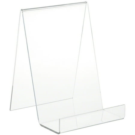 Plymor Clear Acrylic Flat Back Display Easel With 3" Box Ledge, 10" H x 7" W x 8" D