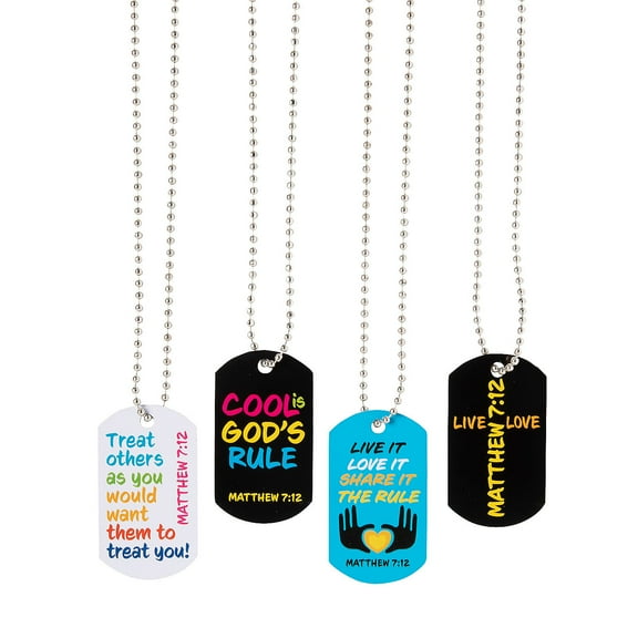 Golden Rule Dog Tag Necklaces - 12 Pieces