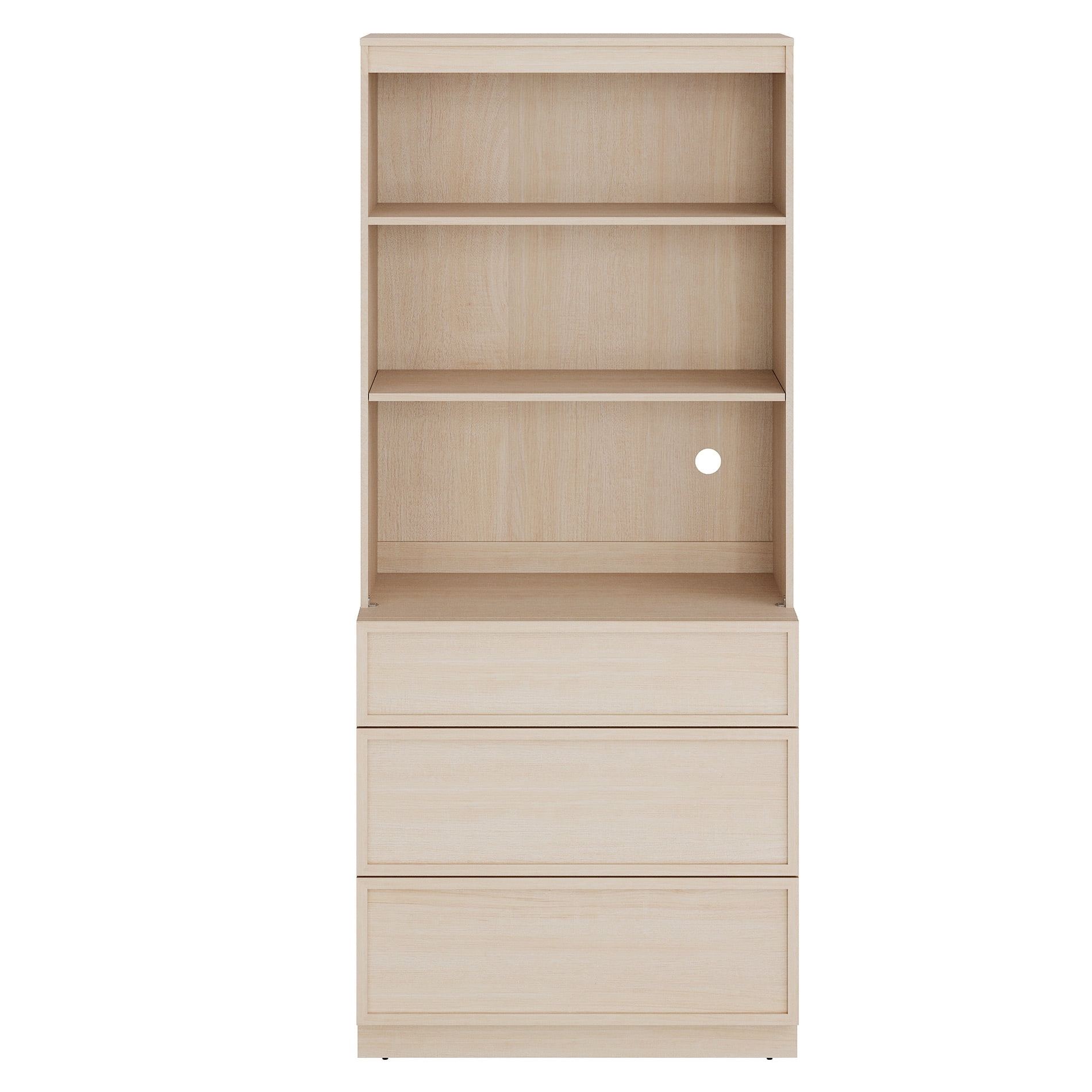 Modern 72" Tall 31.5" Wide Wood Sideboard Buffet with 3 Drawers & Open Shelves for Dining Kitchen,Beige