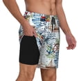 thumbnail image 2 of Balery Watercolor Sailboat Bañador para hombre, shorts de playa de secado rápido con entrepierna y forro de compresión-X-Large, 2 of 6