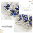 thumbnail image 4 of Crystal Bride Wedding Hair Comb Silver Leaf Bridal Hair Accessories Rhinestone Party Prom Hair Piece for Women and Girls (B Blue), 4 of 4