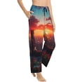 thumbnail image 6 of Salouo Cat Watching City Sunset Print Women's Pajama Pants Casual Loose Sweatpants PJs Flowy Pants Drawstring Palazzo for Women Wide Leg Pants Lounge Pajama -X-Large, 6 of 8