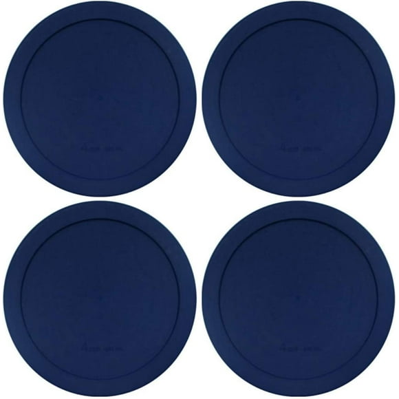 Lids For Pyrex And Anchor Round Glass Containers Works (2-Cups, Blue - 4 PACK)